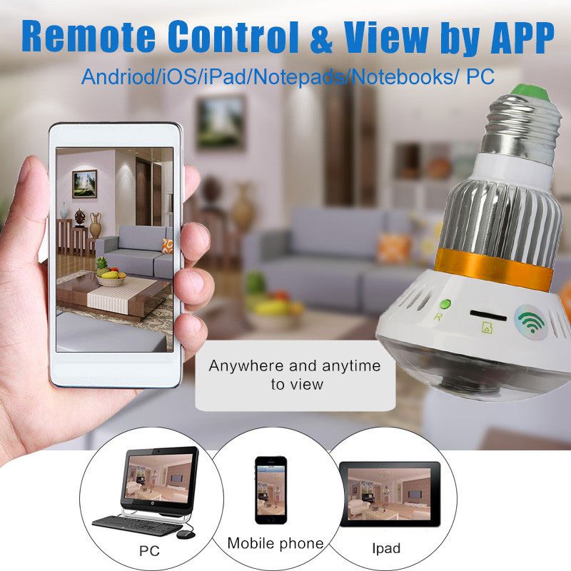 Wireless Bulb WIFI Camera with LED Light Security Camera