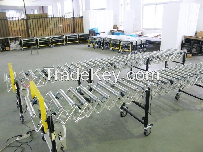 Gravity flexible roller conveyor, expandable roller conveyor, flexible conveyor