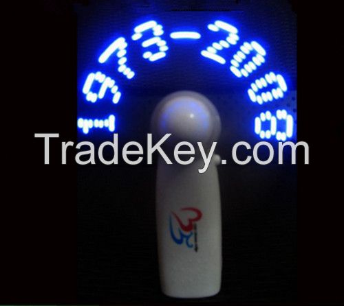 promotional giveaways electric LED mini hand fan flash letter