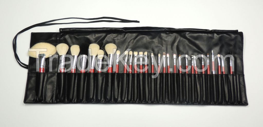 Makeup Brush Set with Leather Travel Pouch Bag Case
