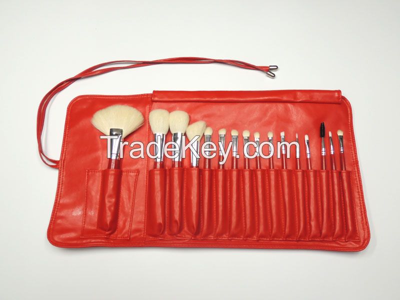 Red Makeup Brush Cosmetic Set Kit with Case