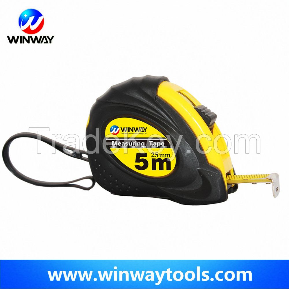 2015 Good inch winway tools/promotional retractable tape measure/rubber jacket measuring tape 