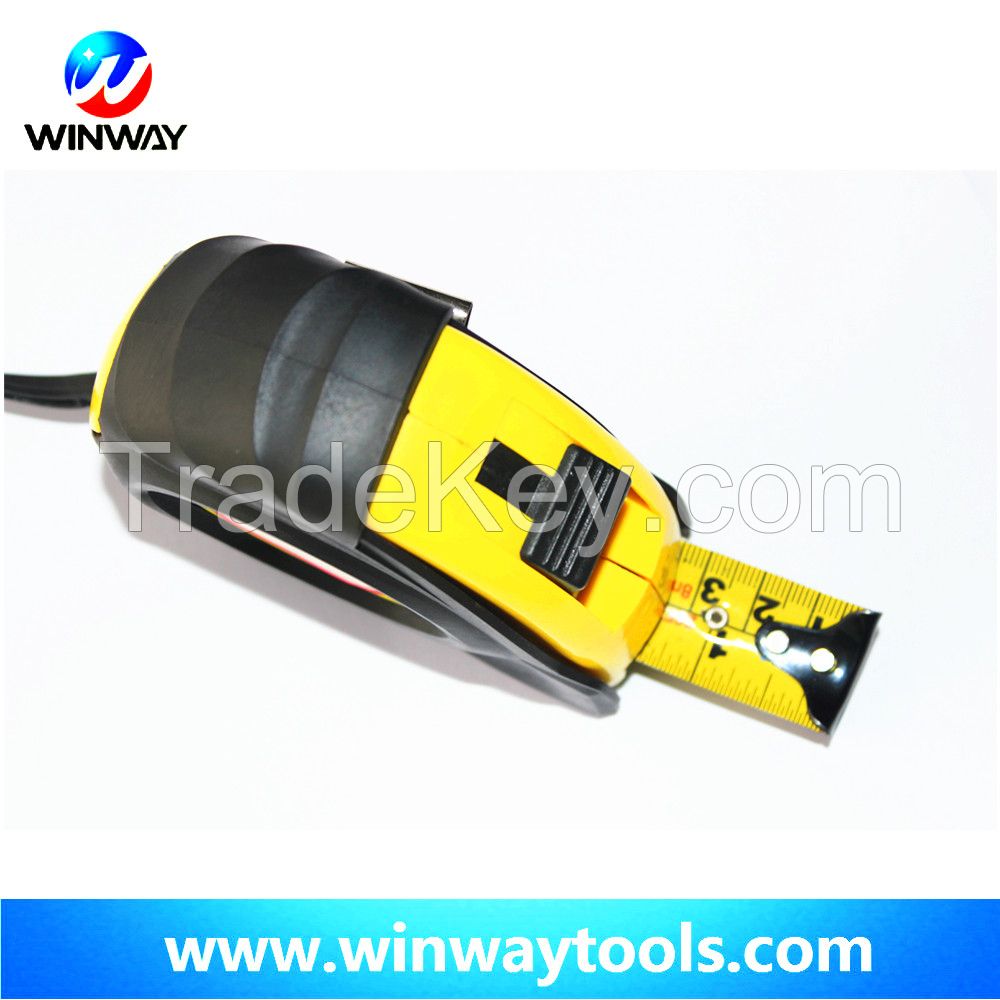 2015 Good inch winway tools/promotional retractable tape measure/rubber jacket measuring tape 