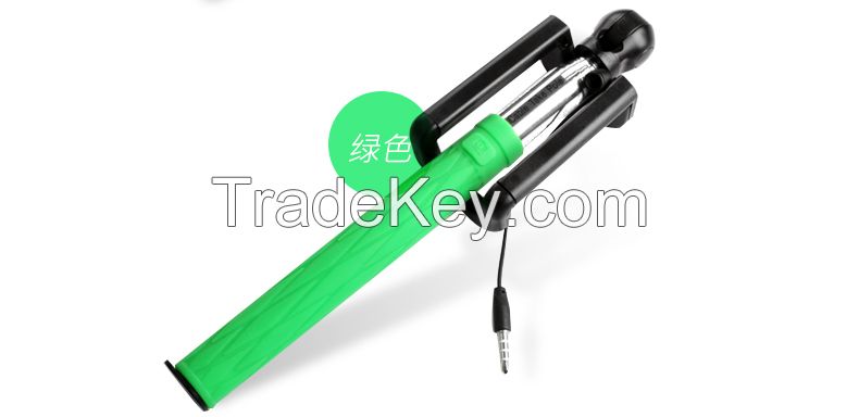 2015 popular selfie stick D09S with Cable shutter button Portable Hand