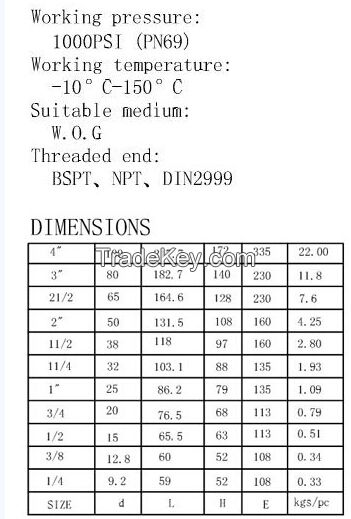 3PC NORMAL DUTY THREAD BALL VALVE