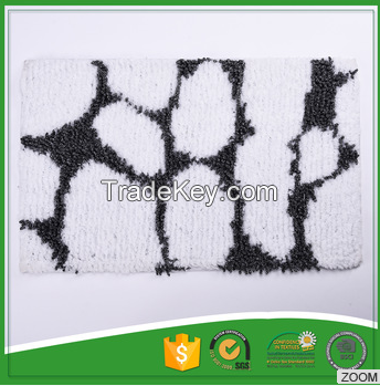 Black And White Jacquard Design Chenille Bath Rug Mat