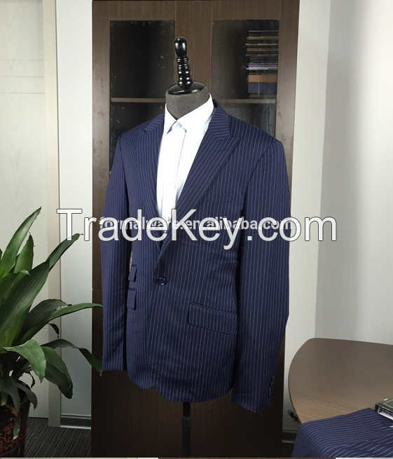 High quality blue strip one button custom suit for men