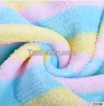 Colorful sripes printed flannel fleece blanket