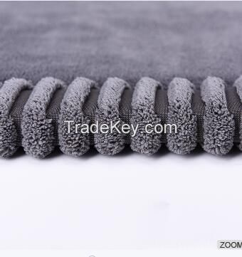 Dark Grey Memory Foam Design Coral Fleece Bath Mat 