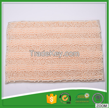 Chenille striped anti-slip bath mat changes color