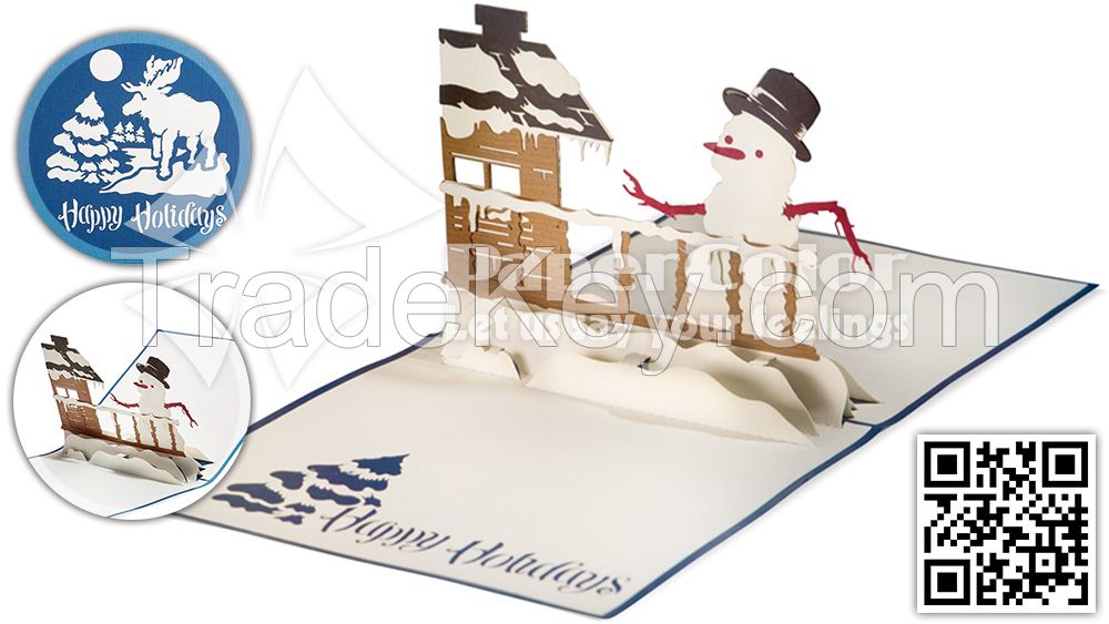 3D POP UP SNOWMAN CHRISTMAS CARD