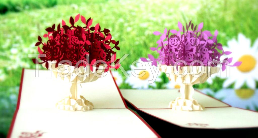 The Vase Of Flower 3D Popup Greeting Cards