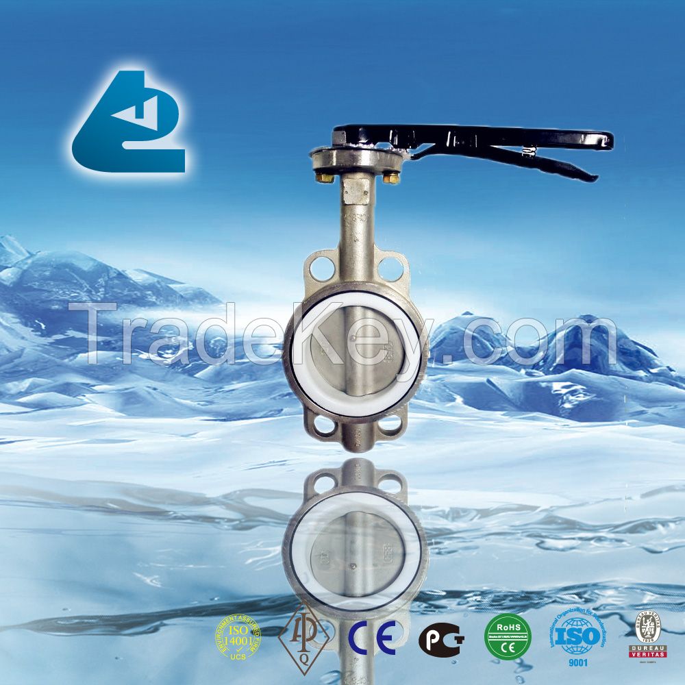 cast iron cast steel (WCB) LUG type ANSI 150 gear box plastic coating outer body epoxy paint acid gas butterfly valve