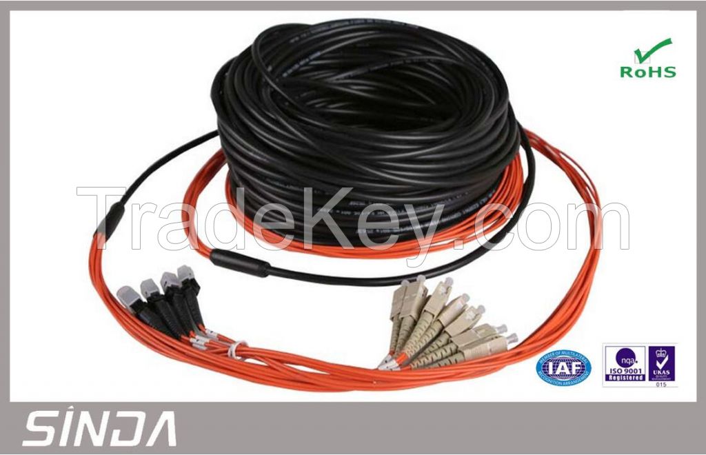 Pre-terminated LC / APC Corning Fiber Optic Jumper For FTTH Network Pr