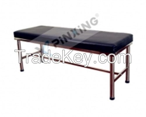 medical examining bed with stainless steel frame and PVC leather mattress