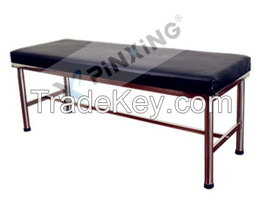 medical examining bed with stainless steel frame and PVC leather mattress