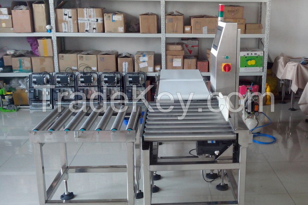 food Online checkweigher heavy load conveyor with roller pusher rejector
