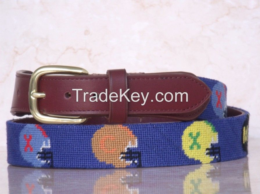 Monogram Hockery Needlepoint Belts for Men