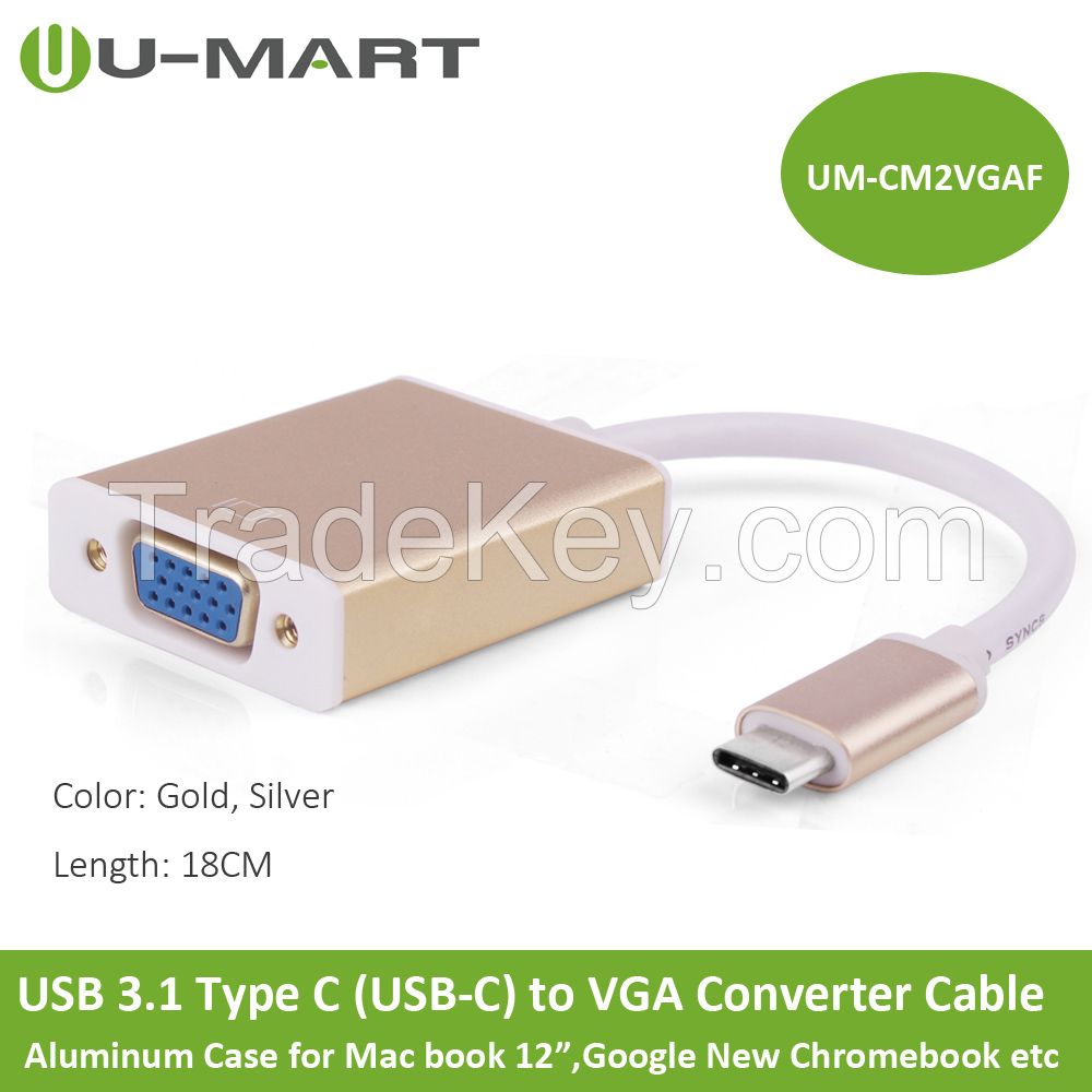 USB 3.1 Type C to VGA Converter Cable--Aluminum Case