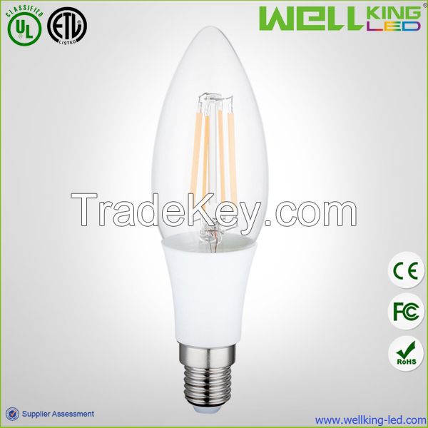 35*119mm Dimmable 4W/2W Clear Glass Led Bulb Filament With E12/E14 Base