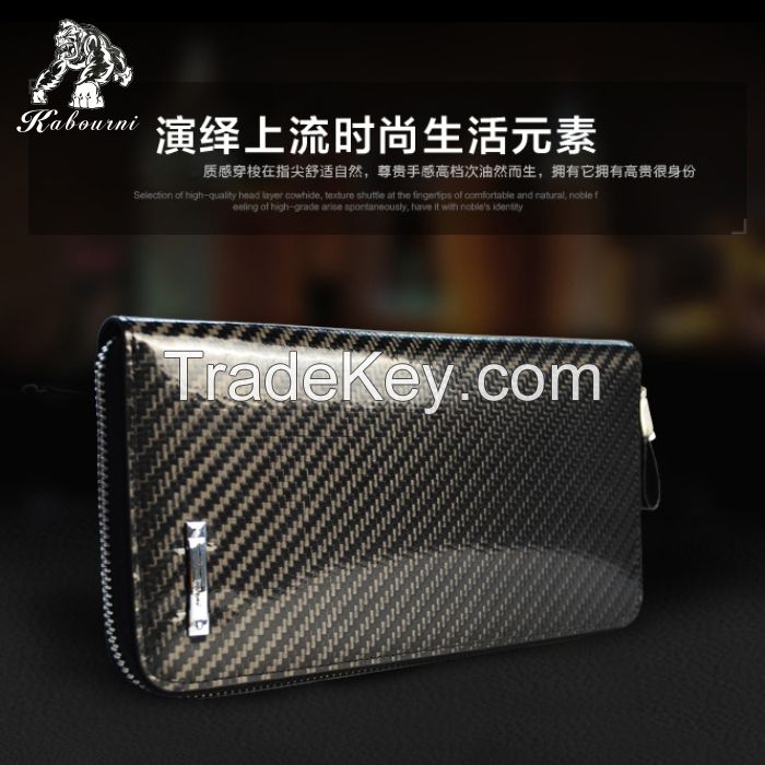 2015 new carbon fiber hand bag hot sell 3K twill glossy TPU Clutches Designer Male Long Wallets Luxury Black Money Clips Purse