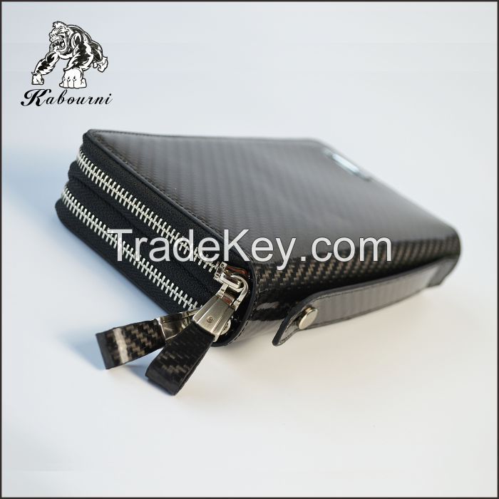 2015 new carbon fiber hand bag hot sell 3K twill glossy TPU Clutches Designer Male Long Wallets Luxury Black Money Clips Purse