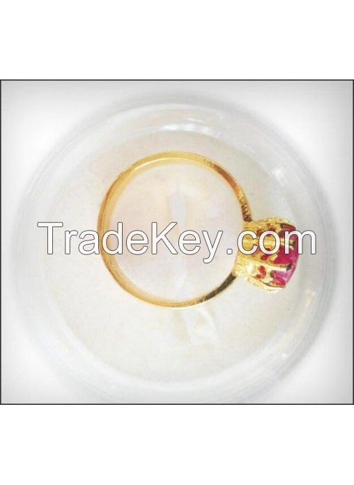 Gold Plated Oval Shaped Ruby Stone Ring