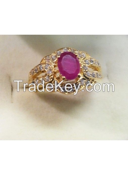 Golden Ruby Crystal Stone Ring