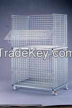 Collapsible Steel Wire Mesh Container for Industrial Warehouse Rack