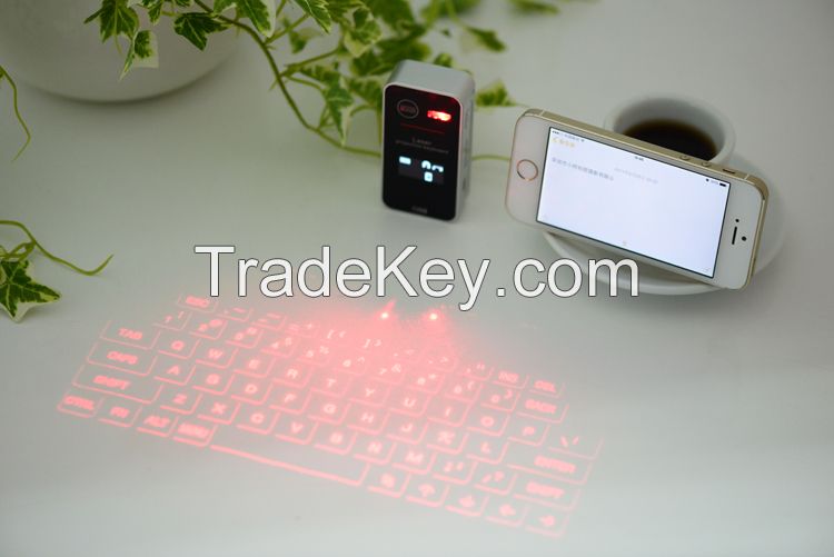 Wireless Red Laser Projection Bluetooth Virtual Keyboard Built-in Display Screen with Mouse Function