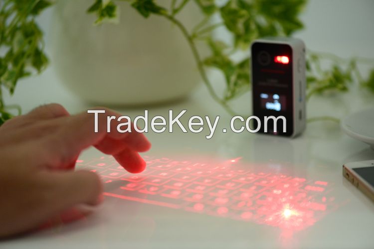 Wireless Red Laser Projection Bluetooth Virtual Keyboard Built-in Display Screen with Mouse Function