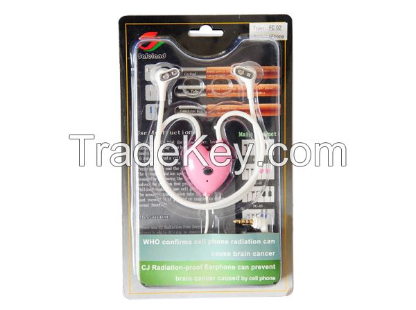 Hand free low radiation earphone with mic