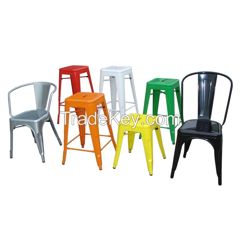 Chair and stool,Whole steel dining chair for outdoor and indoor use