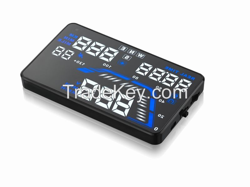 Q7 5.5" Car HUD Head Up Display GPS OBD2 Speed Warning System Fuel Consumption