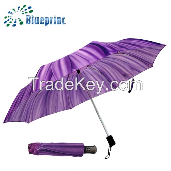 promotional umbrella,violet sunflower promotional 3 folding umbrella