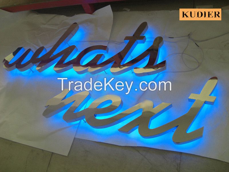 acrylic stainless steel backlit 3d sign letters