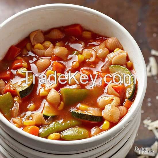 Italian Vegetable Soup With Green Peas, Parsley And Onions