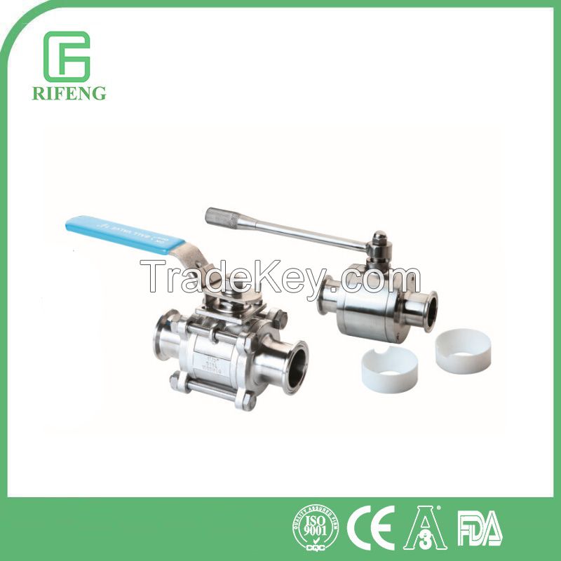 sanitary stainless steel manual 3pcs clamp ball valve