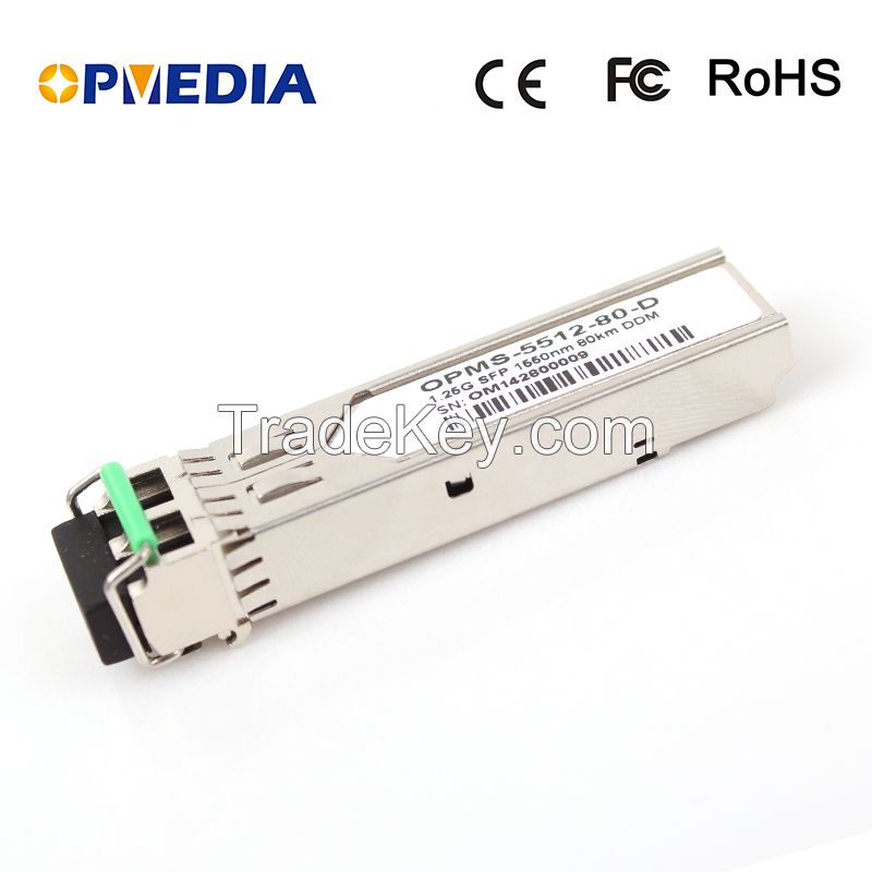 1.25G 1550nm 80km SFP optical transceiver with DDM function and LC connectors SFP-GE-ZX