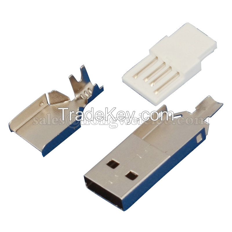 USB 2.0 connector Male AM 3.0 solder three-piece suits