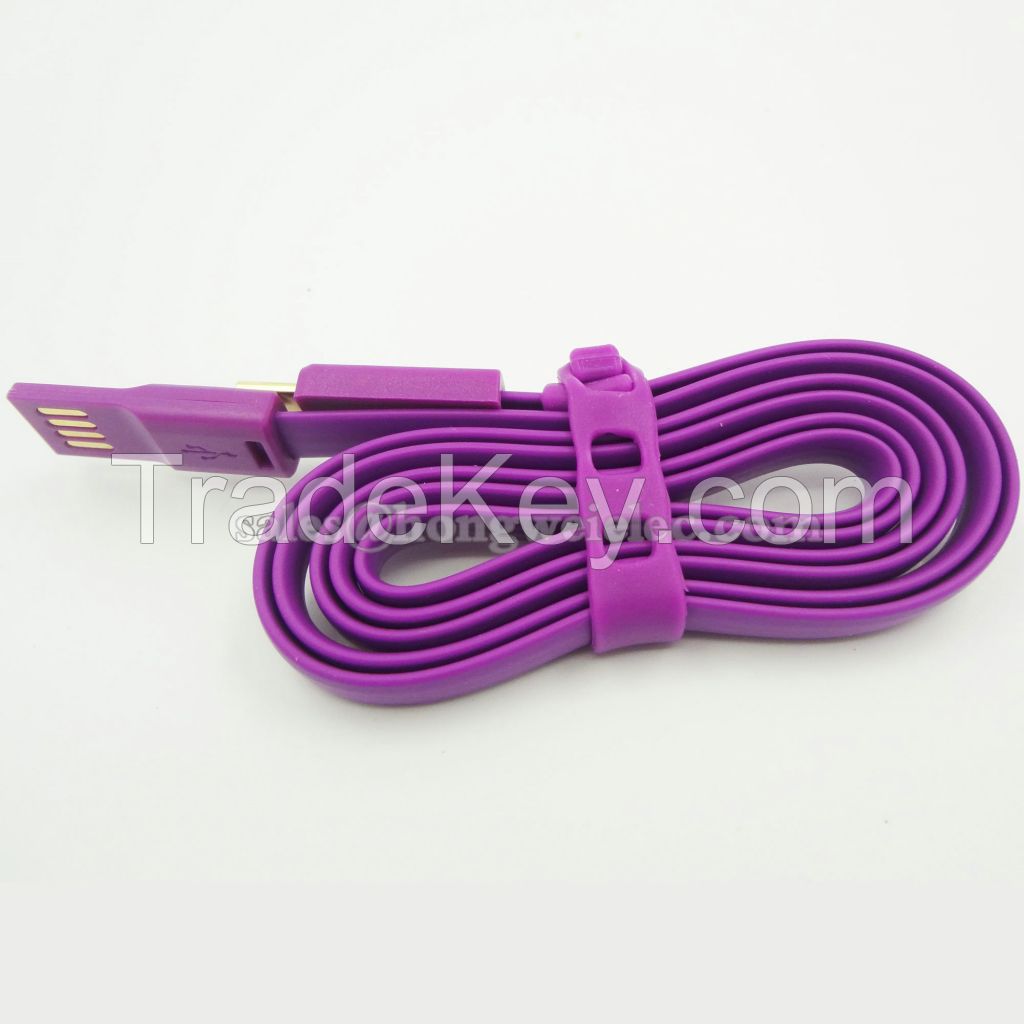 Customized USB reversible data cables noodle flat cable