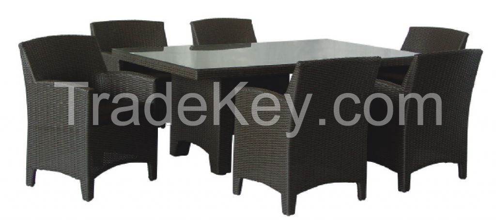 Unique design rattan patio dining set with aluminum frame