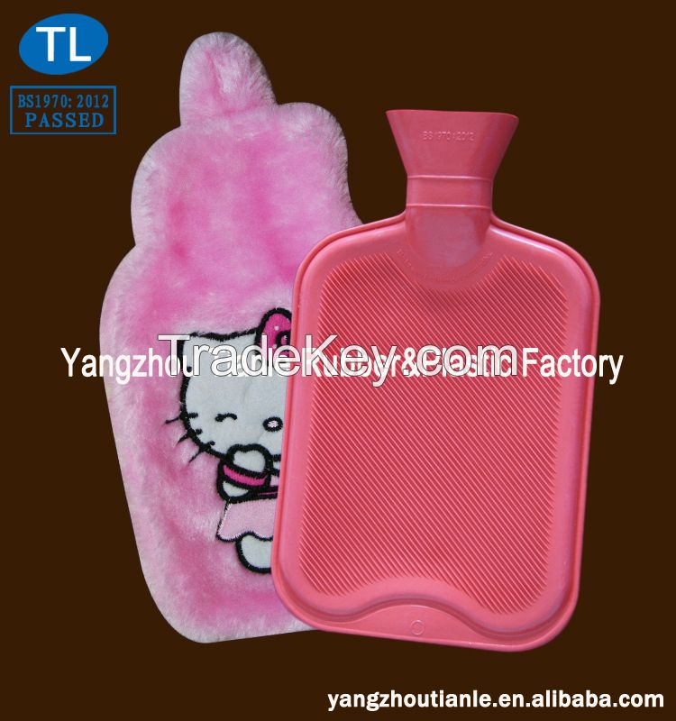 Natural Rubber Hot Water Bottle with Faux Fur Cover