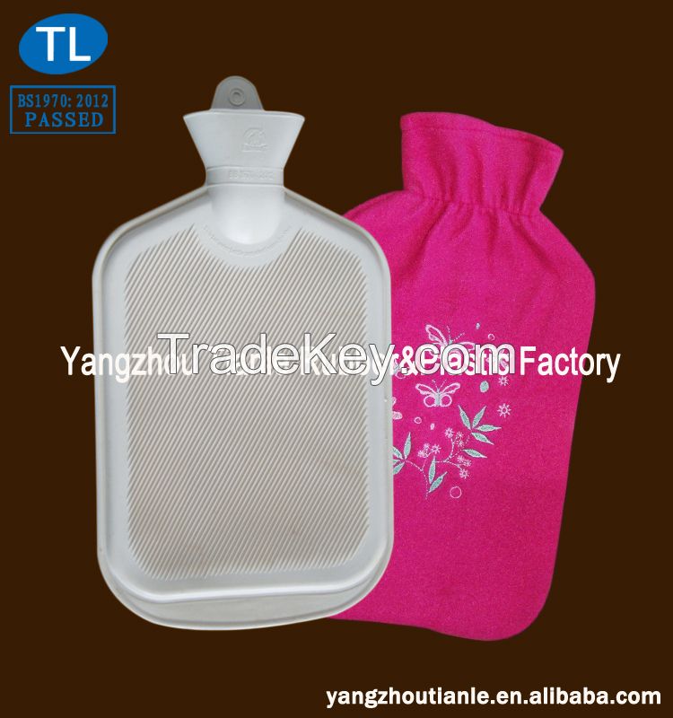 Natural Rubber Hot Water Bottle with Fleece Cover