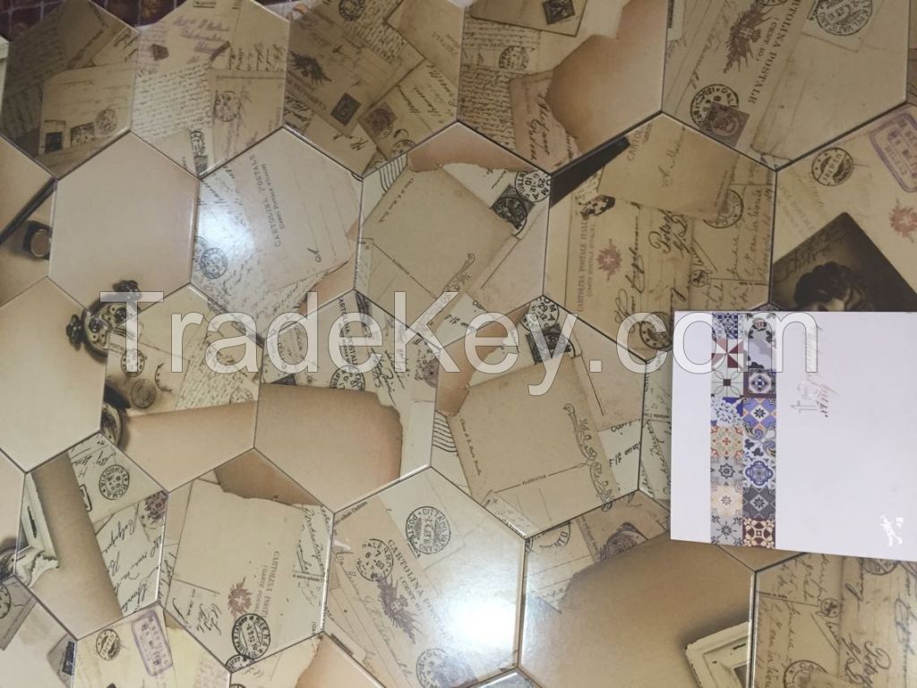 200*200China cheap glazed hexagon flower ceramic floor tile