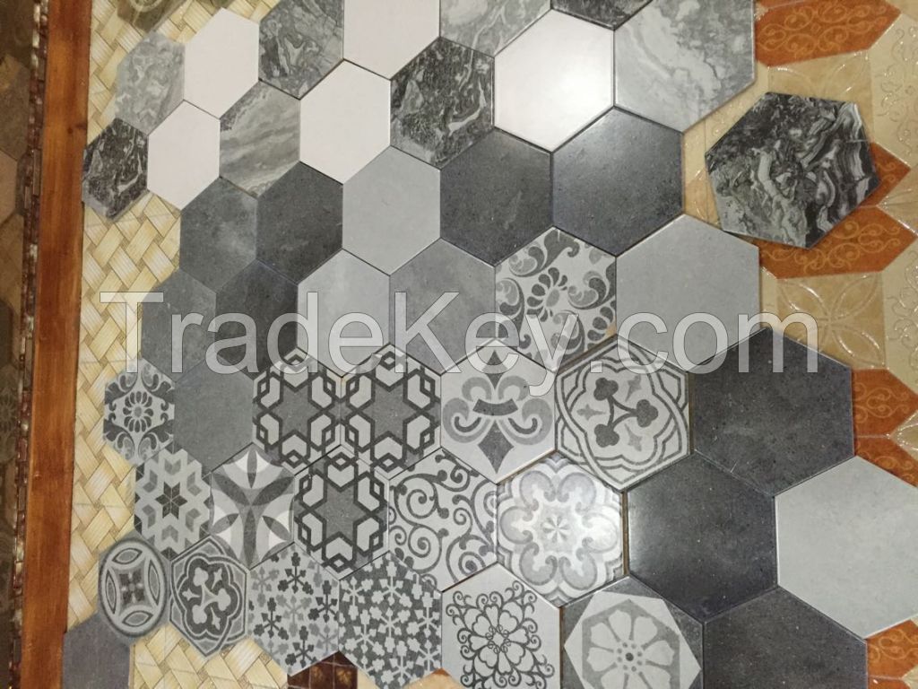 200*200China cheap glazed hexagon flower ceramic floor tile