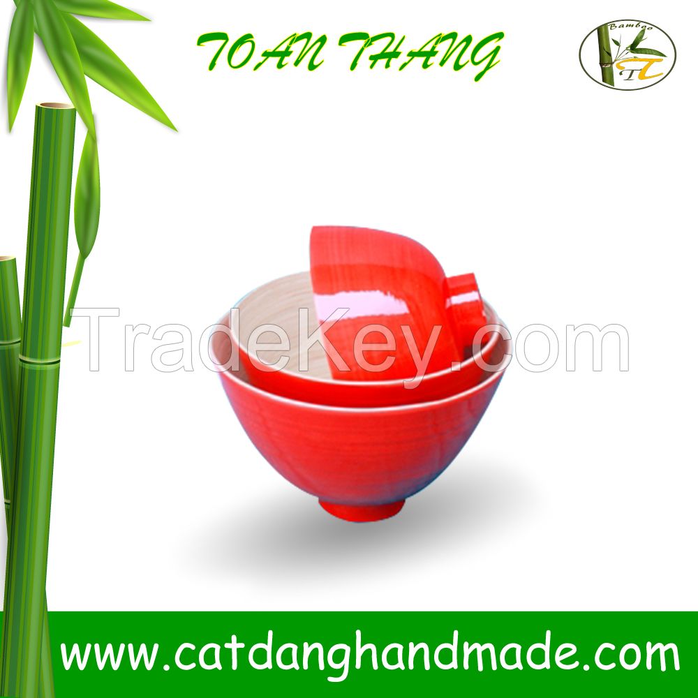 Round spun bamboo bowl handmade in Vietnam( skype: hangleknn_1)