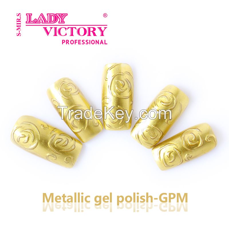 Lady Victory High Quality Factory Price Mirror Effect Metallic Gel Nail Polish- GPM 7, 3 ml