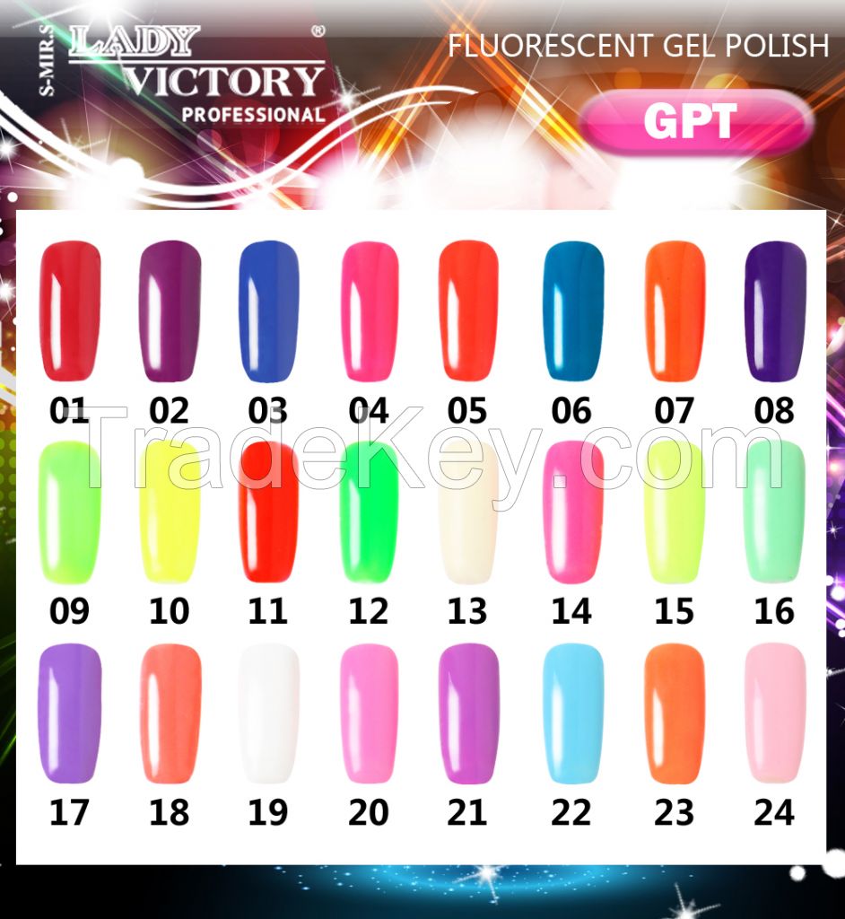 Lady Victory High Quality Gel Nail Polish Fluorescent GPT 7,3 ml