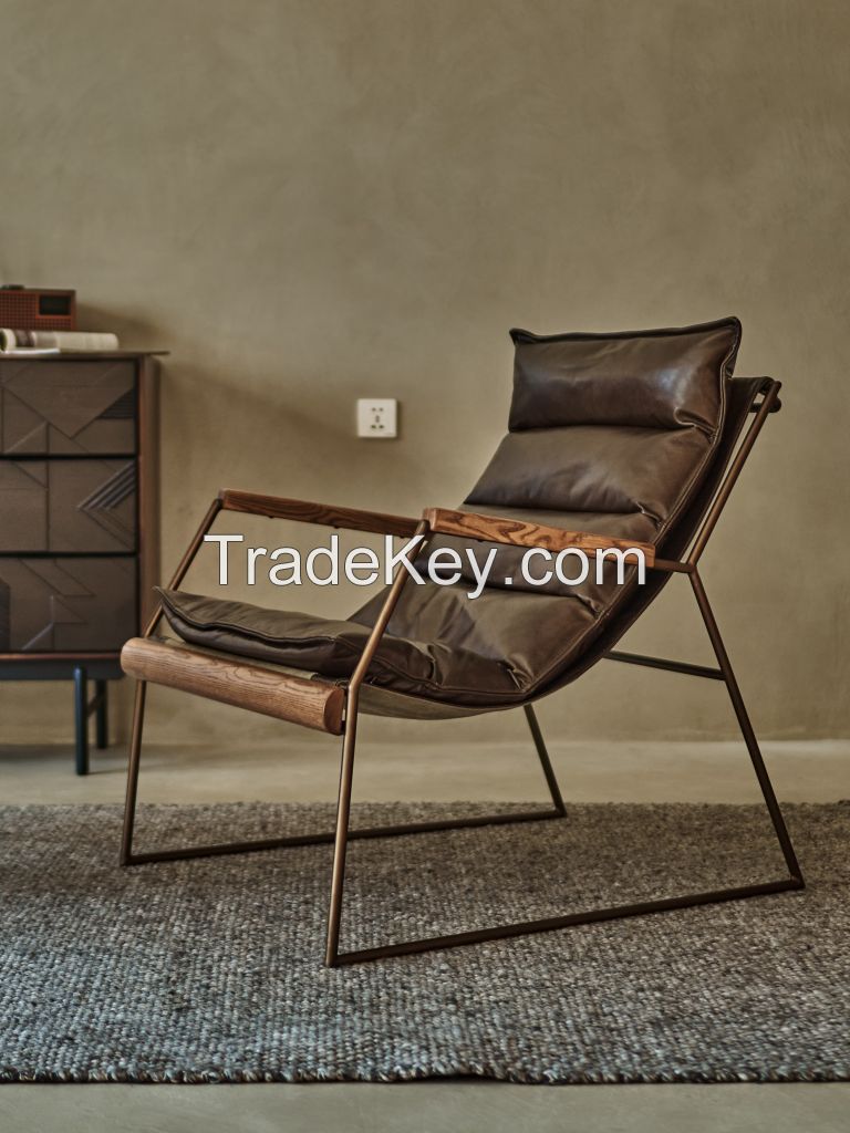 Cosy Brown Color Genuine Cowhide Leather Chair